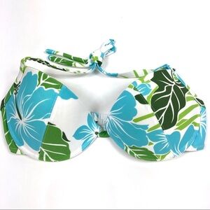 Cia Maritima Bikini Push up halter top hibiscus blue